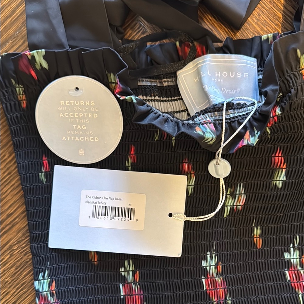 Hill House Black Dress with Red and Green Details